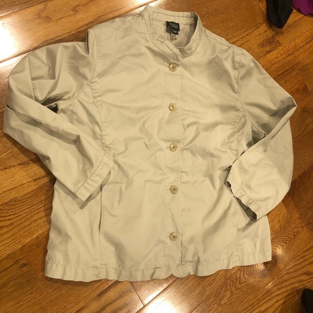 Eileen Fisher stretch cotton beige jacket size large